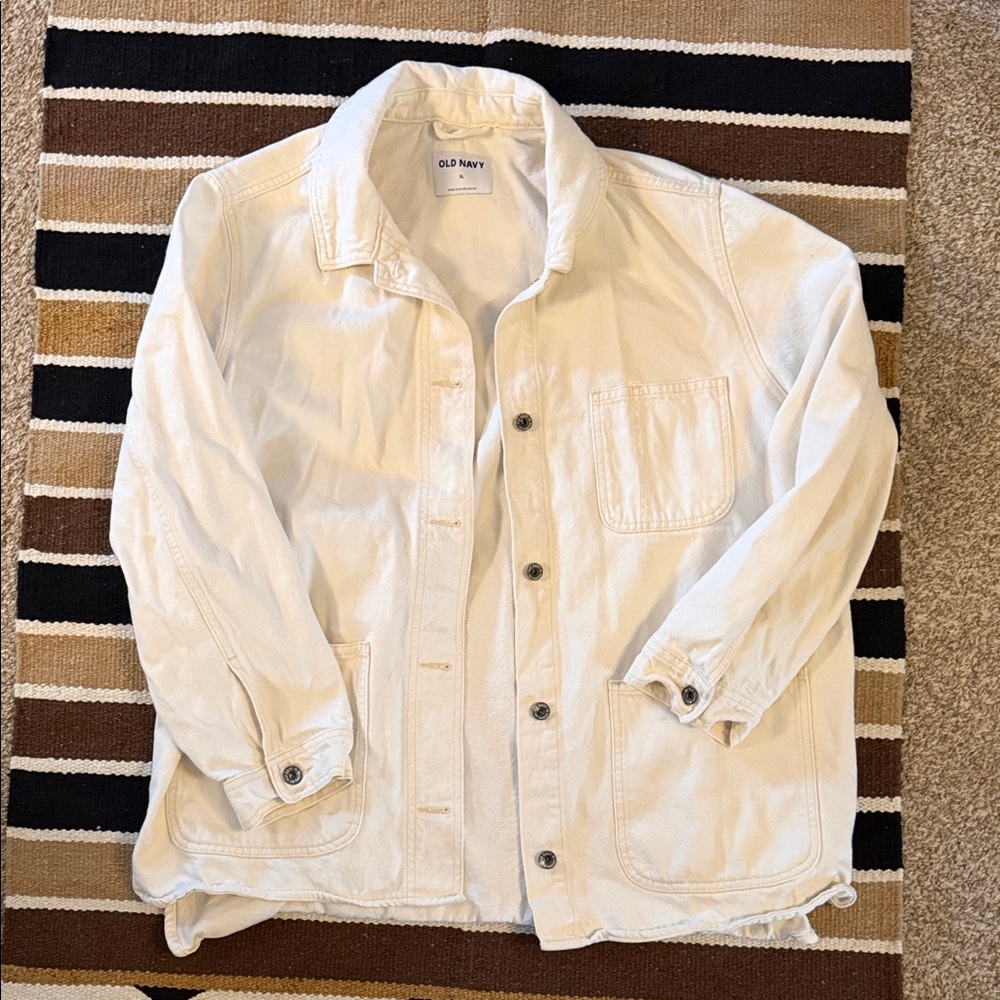 Old Navy Off-White Button Front Chore Jacket